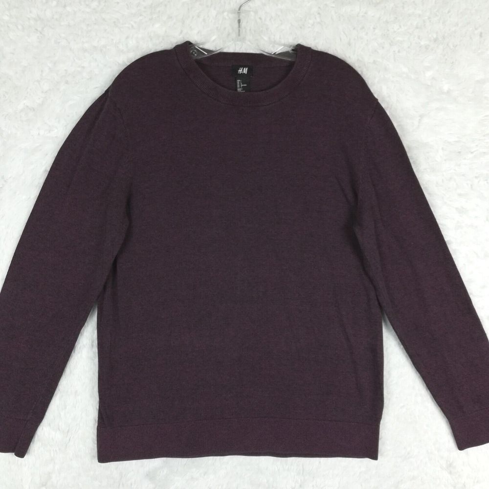 H&M Womens Sweater Crew Neck Purple‎ Heather Knit Long Sleeve Pullover L